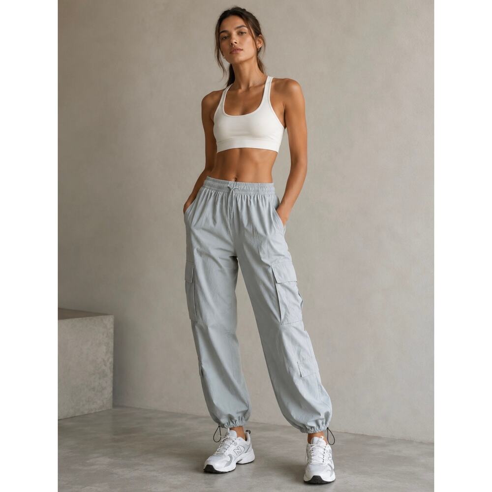 YoungLA Performance Cargo Jogger Pants Gray Size Small